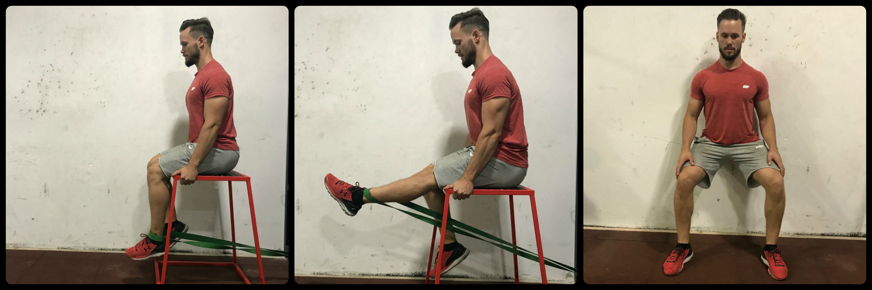 Izteg kolena in "wall sit" ter aktivacija sprednjih stegenskih mišic.